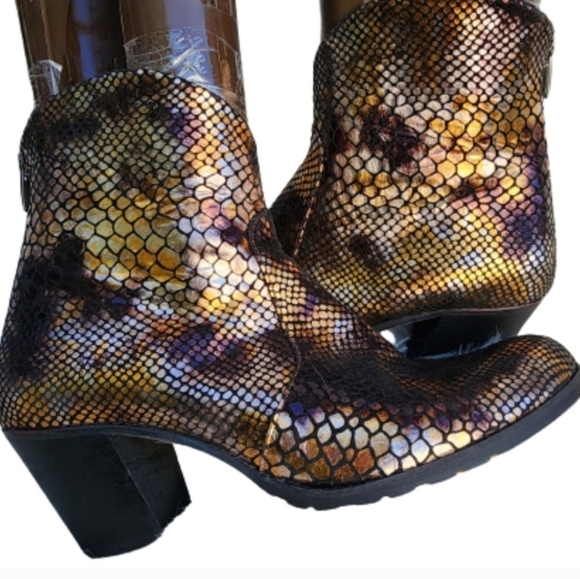 Artemis metallic leather reptile pattern ankle boots 41/10 - Picture 6 of 16